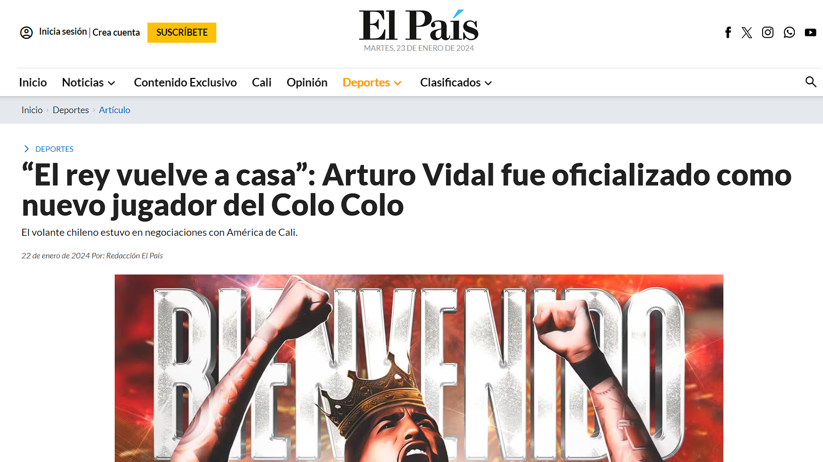 Noticia de Arturo Vidal en El País