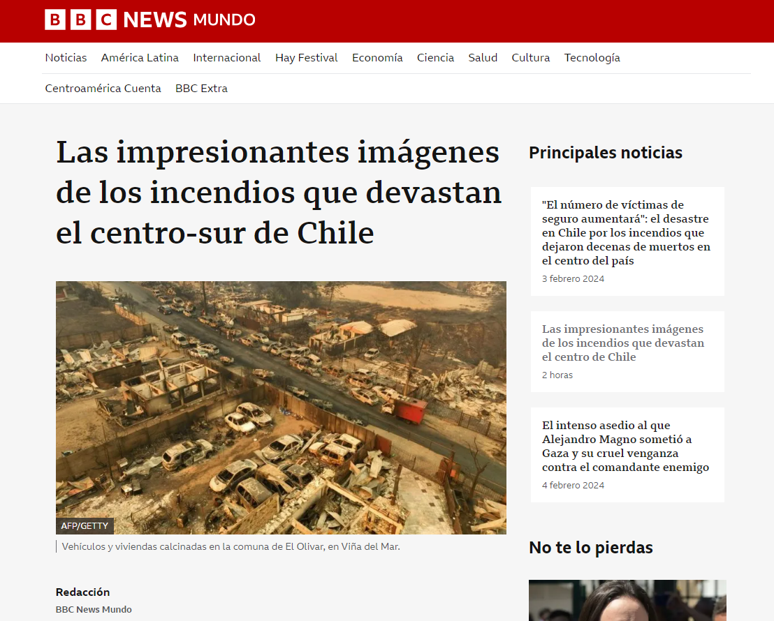 Incendio en Chile