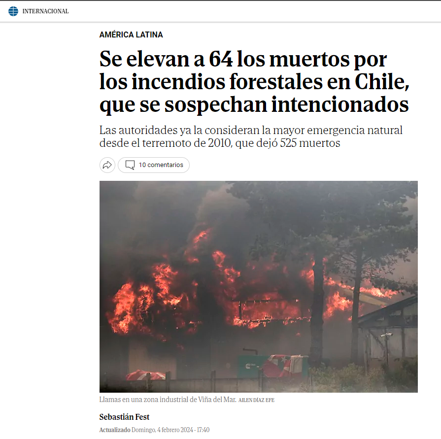 Incendios en Chile