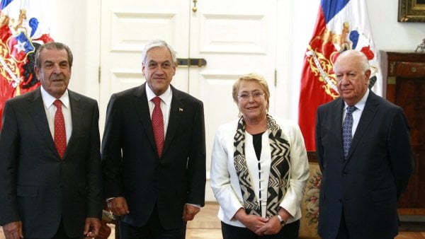 Expresidentes en el funeral del expresidente Sebastián Piñera