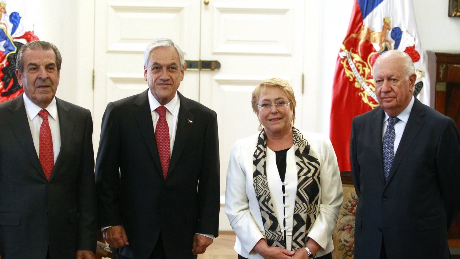 Expresidentes en el funeral del expresidente Sebastián Piñera