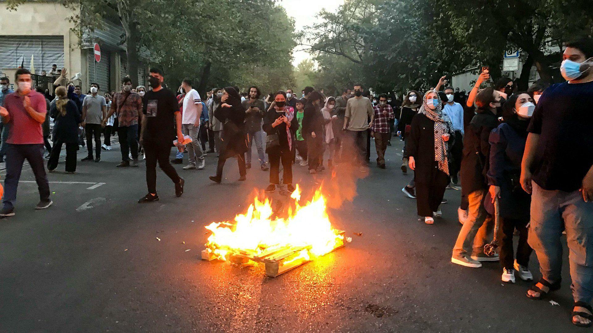 Protestas en Teherán en 2022.