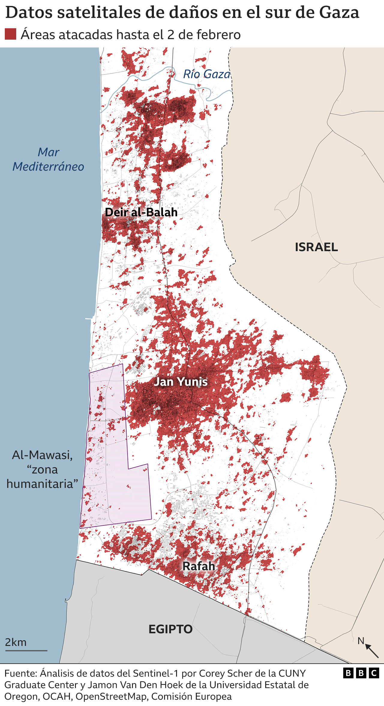 Daños en el sur de Gaza
