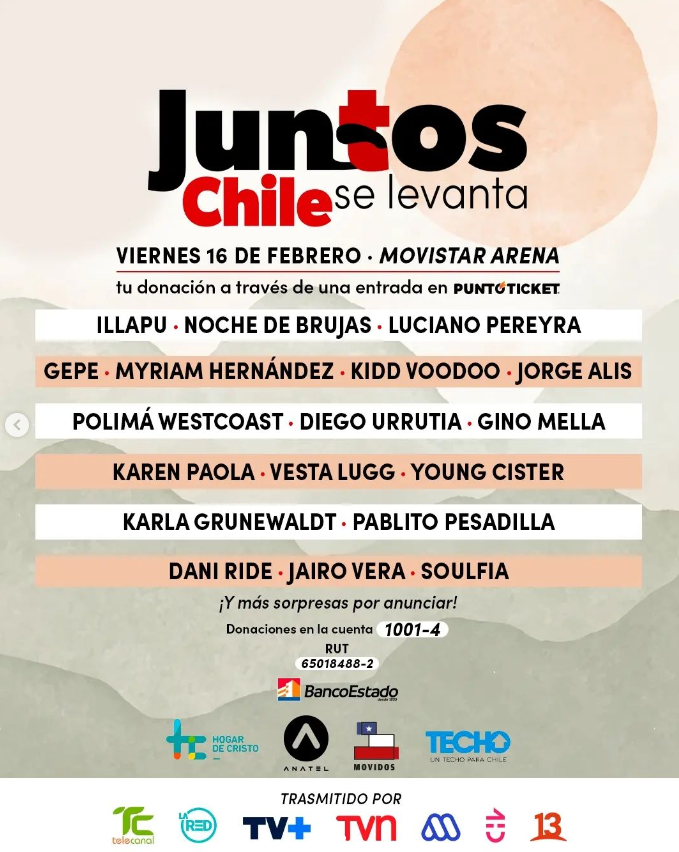Artistas de Juntos, Chile se levanta.