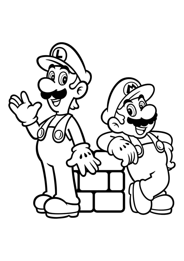 10 dibujos de Mario Bros y Luigui para colorear e imprimir
