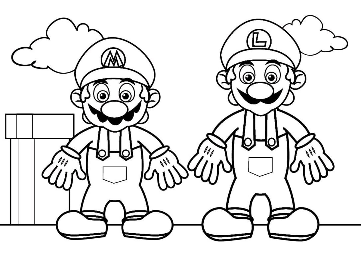 10 dibujos de Mario Bros y Luigui para colorear e imprimir