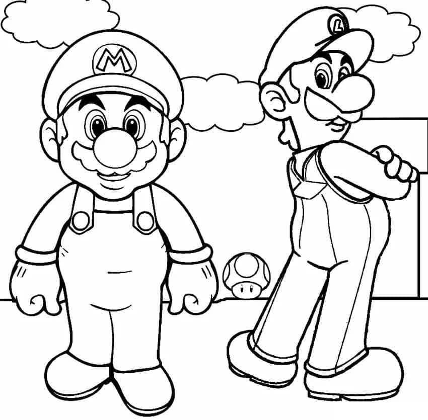 10 dibujos de Mario Bros y Luigui para colorear e imprimir