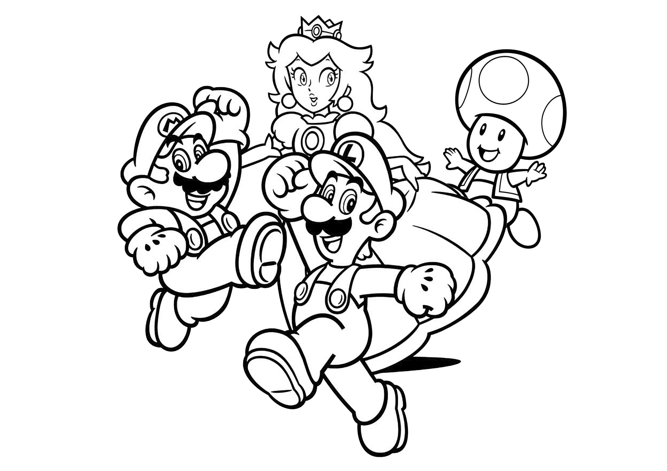 10 dibujos de Mario Bros y sus amigos para colorear e imprimir