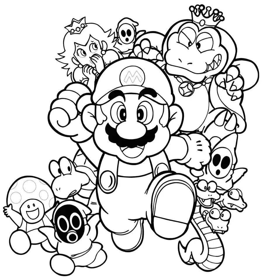 10 dibujos de Mario Bros y sus amigos para colorear e imprimir