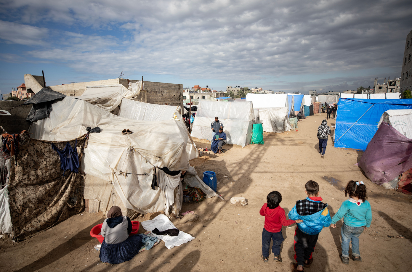 Un campo de refugiados en Rafah, al sur de Gaza