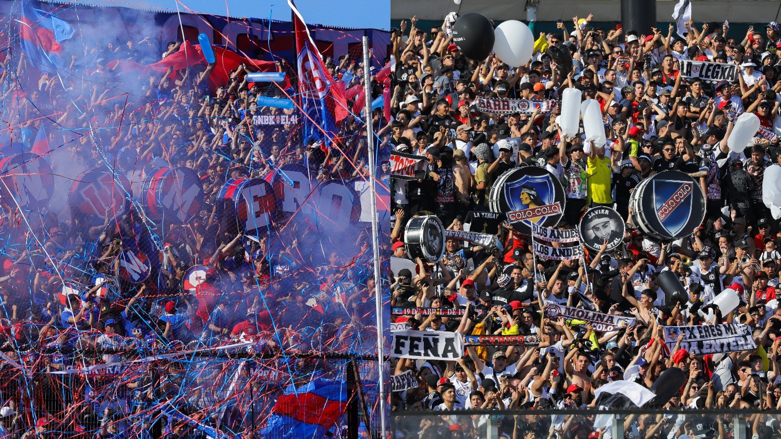 Hinchadas de la Universidad de Chile y Colo Colo