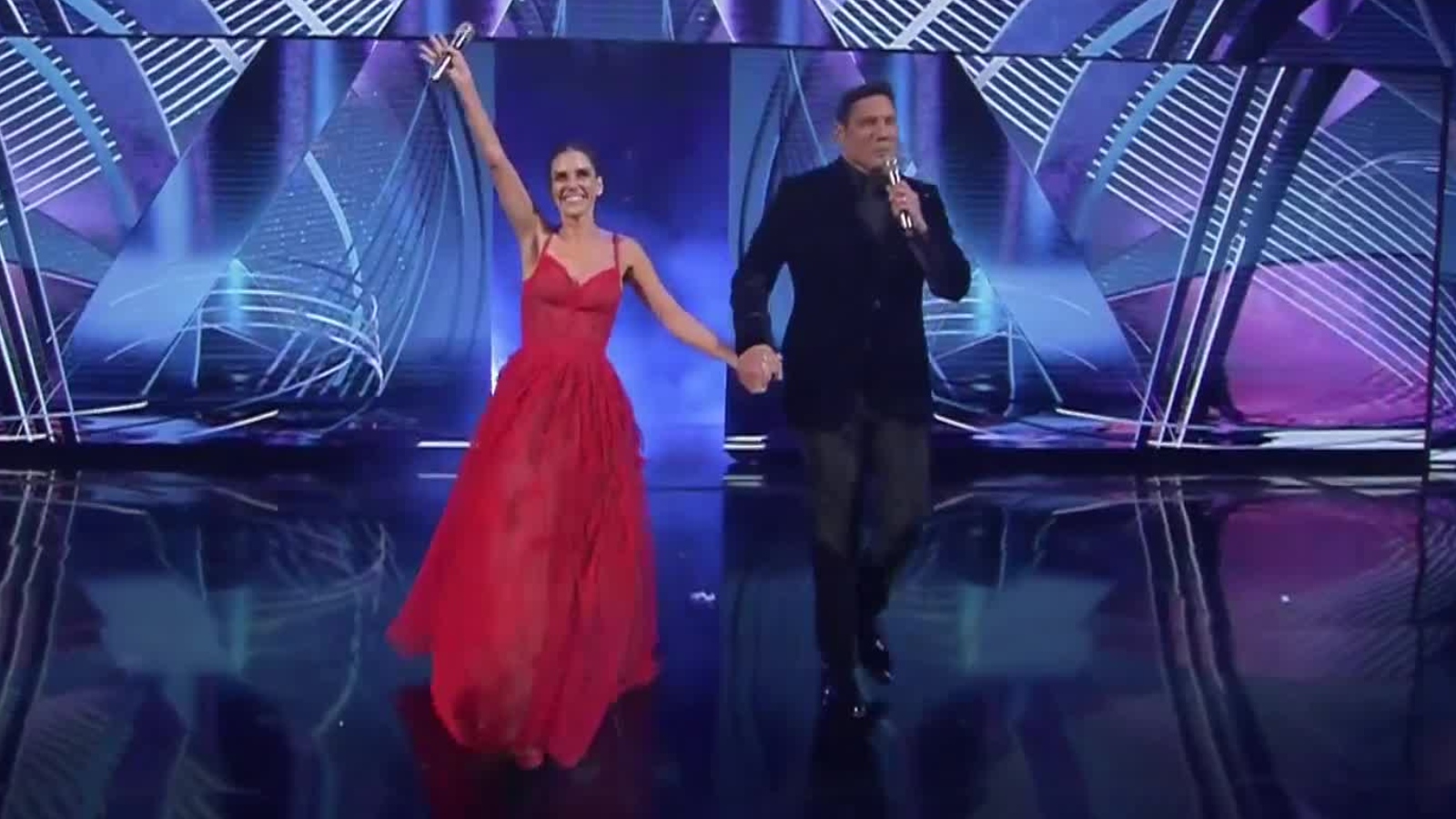 María Luisa Godoy y Francisco Saavedra animando el Festival de Viña