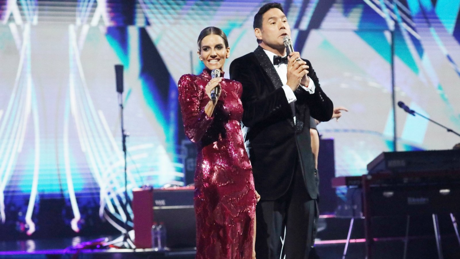 María Luisa Godoy y Francisco Saavedra animando el Festival de Viña