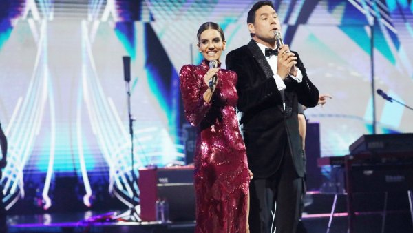 María Luisa Godoy y Francisco Saavedra animando el Festival de Viña