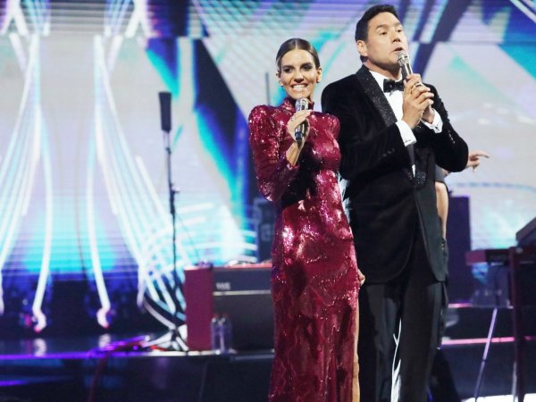 María Luisa Godoy y Francisco Saavedra animando el Festival de Viña