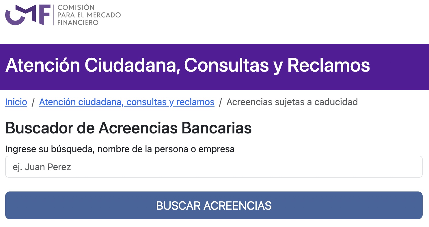 Buscador de Acreencias Bancarias