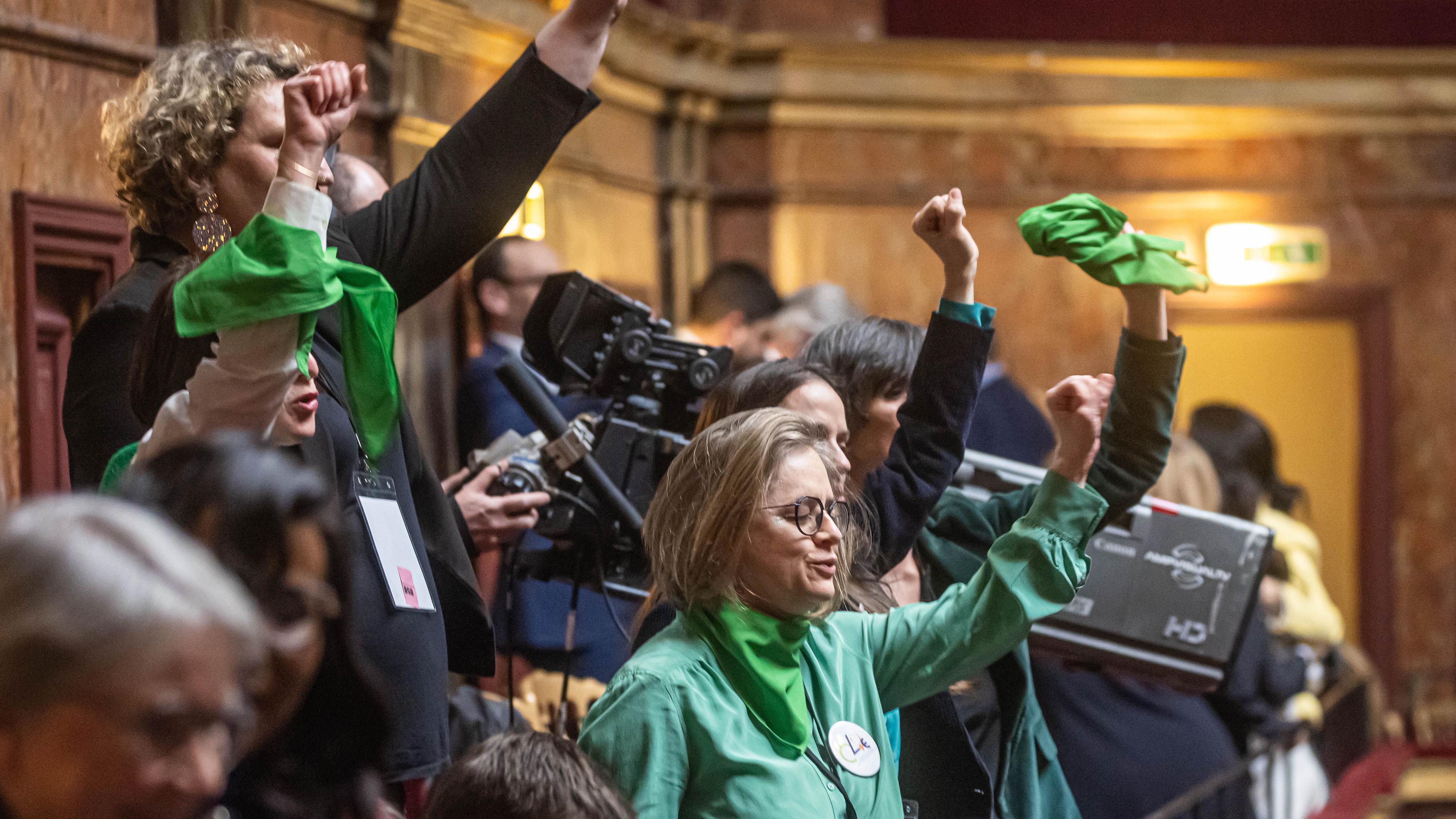 Activistas feministas celebran decisión del parlamento francés sobre el aborto