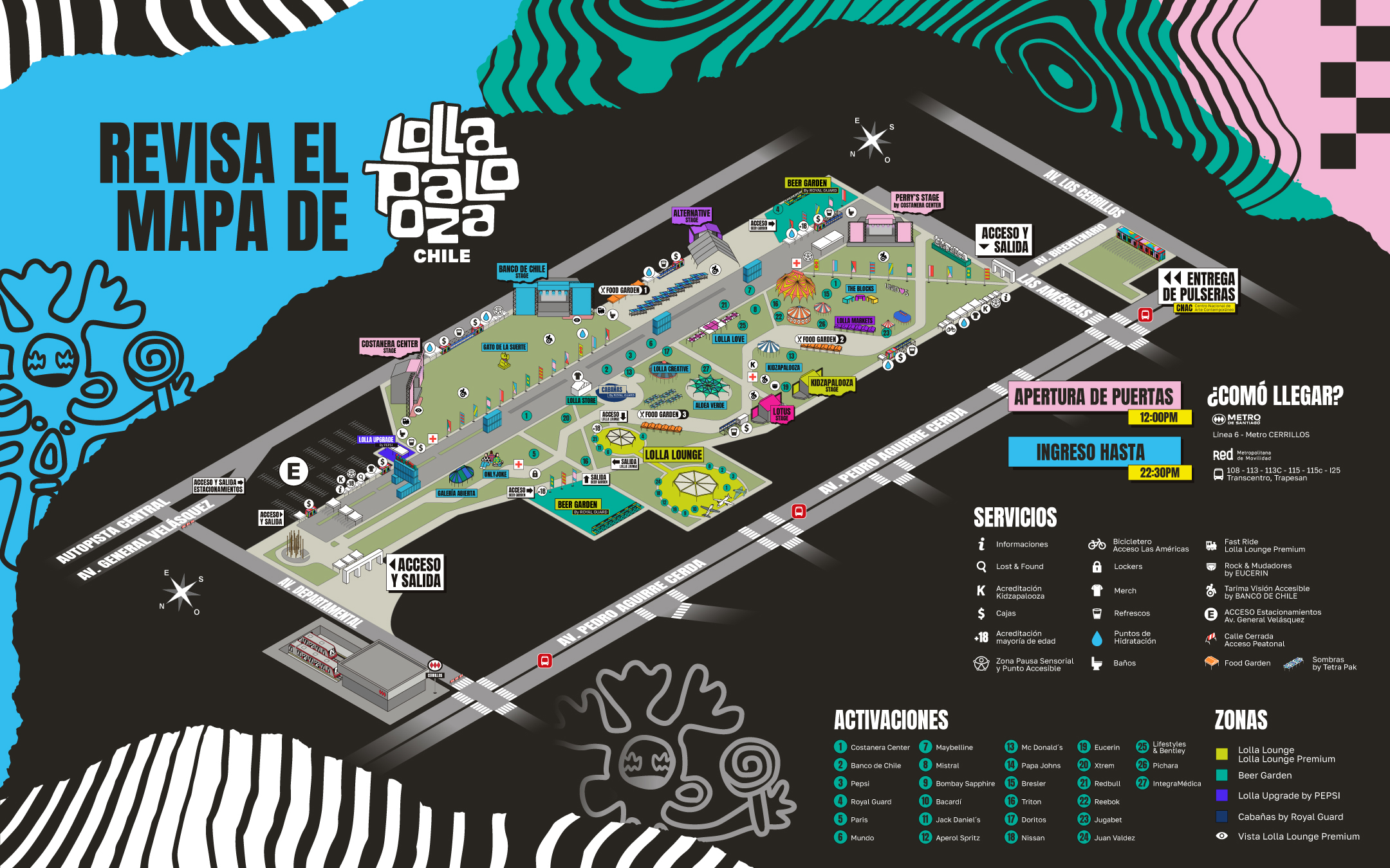 Mapa de Lollapalooza 2024.