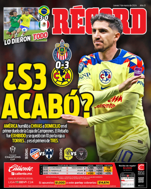 Portada de diario Récord con Diego Valdés