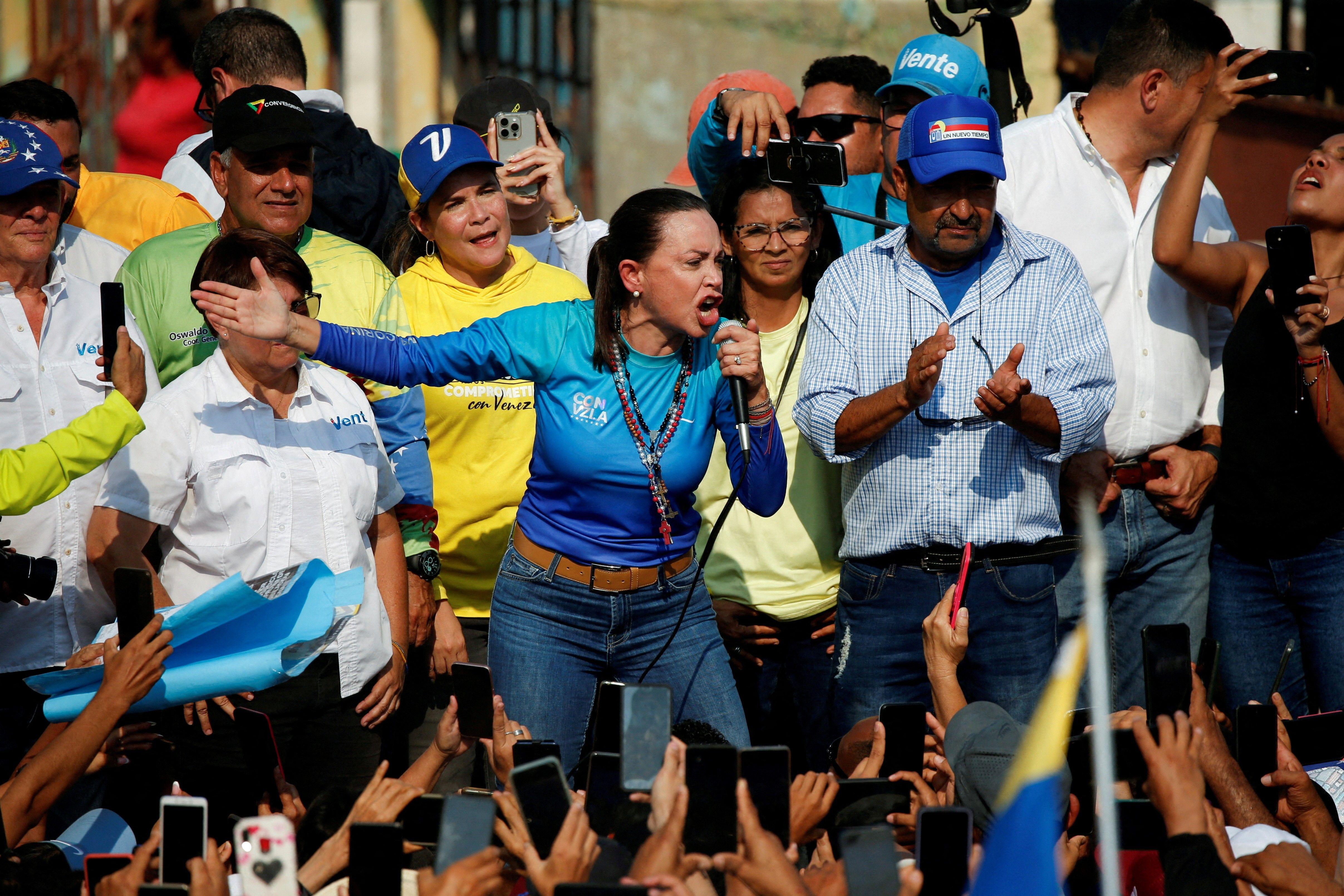 María Corina Machado en un acto de campaña.