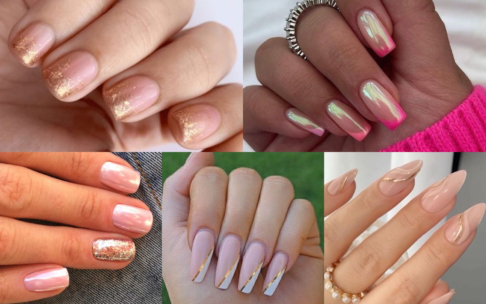 Uñas con decorado dorado