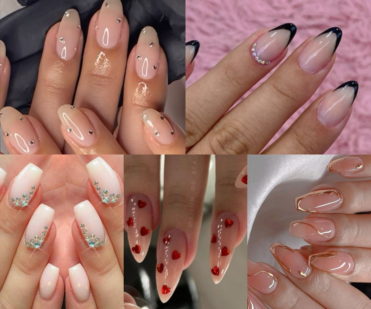 Uñas de gel con incrustaciones