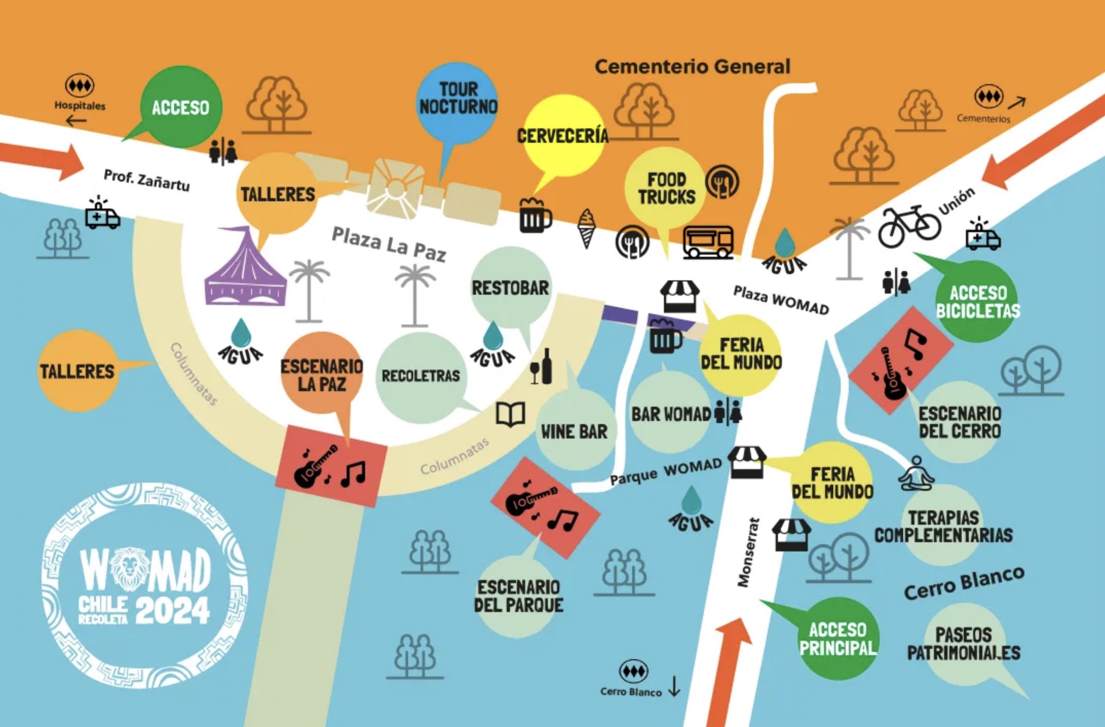 WOMAD 2024: mapa del evento