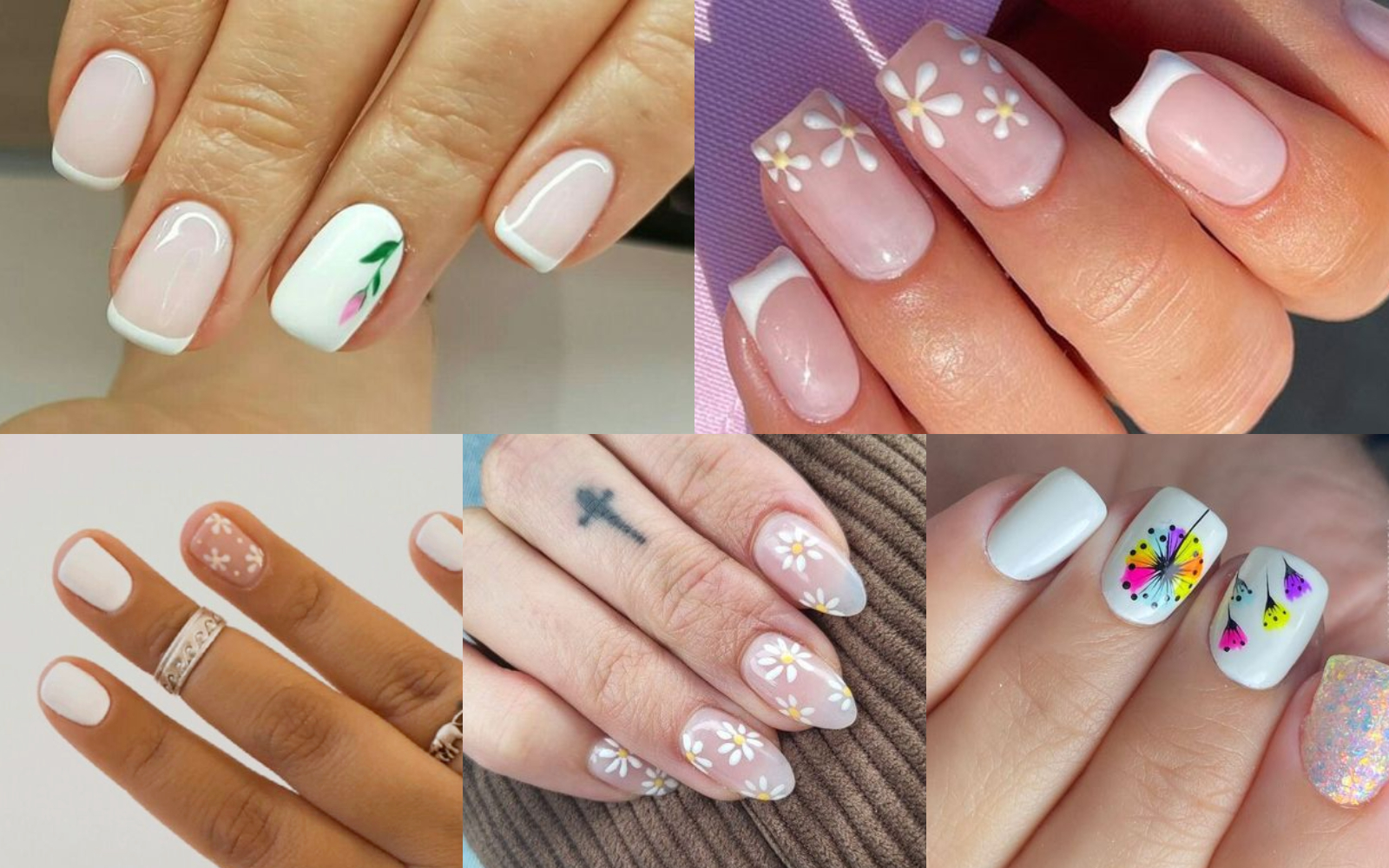 Uñas blancas con flores4