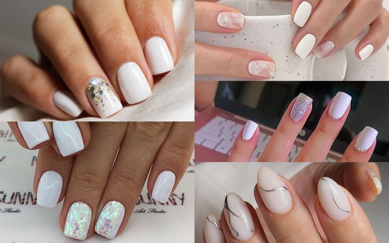 Uñas blancas con diseño 4