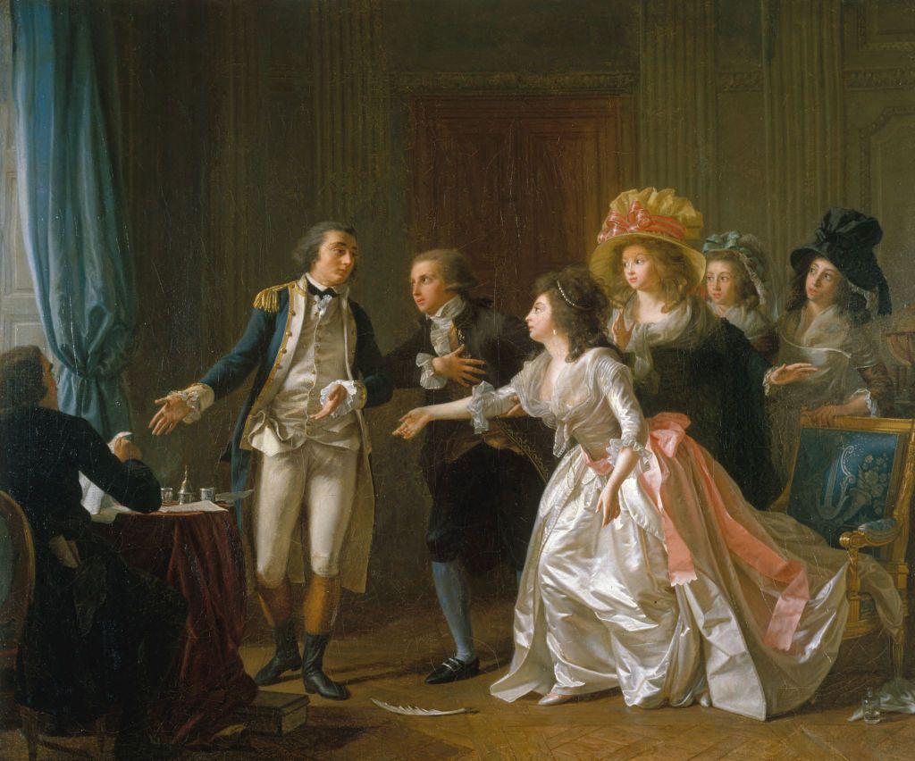 Una pintura ilustra un matrimonio del siglo XVIII