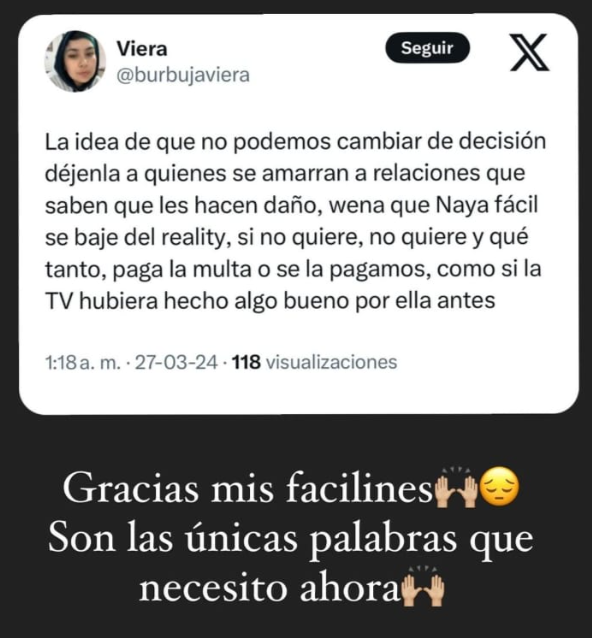 Naya Fácil y mensajes en redes