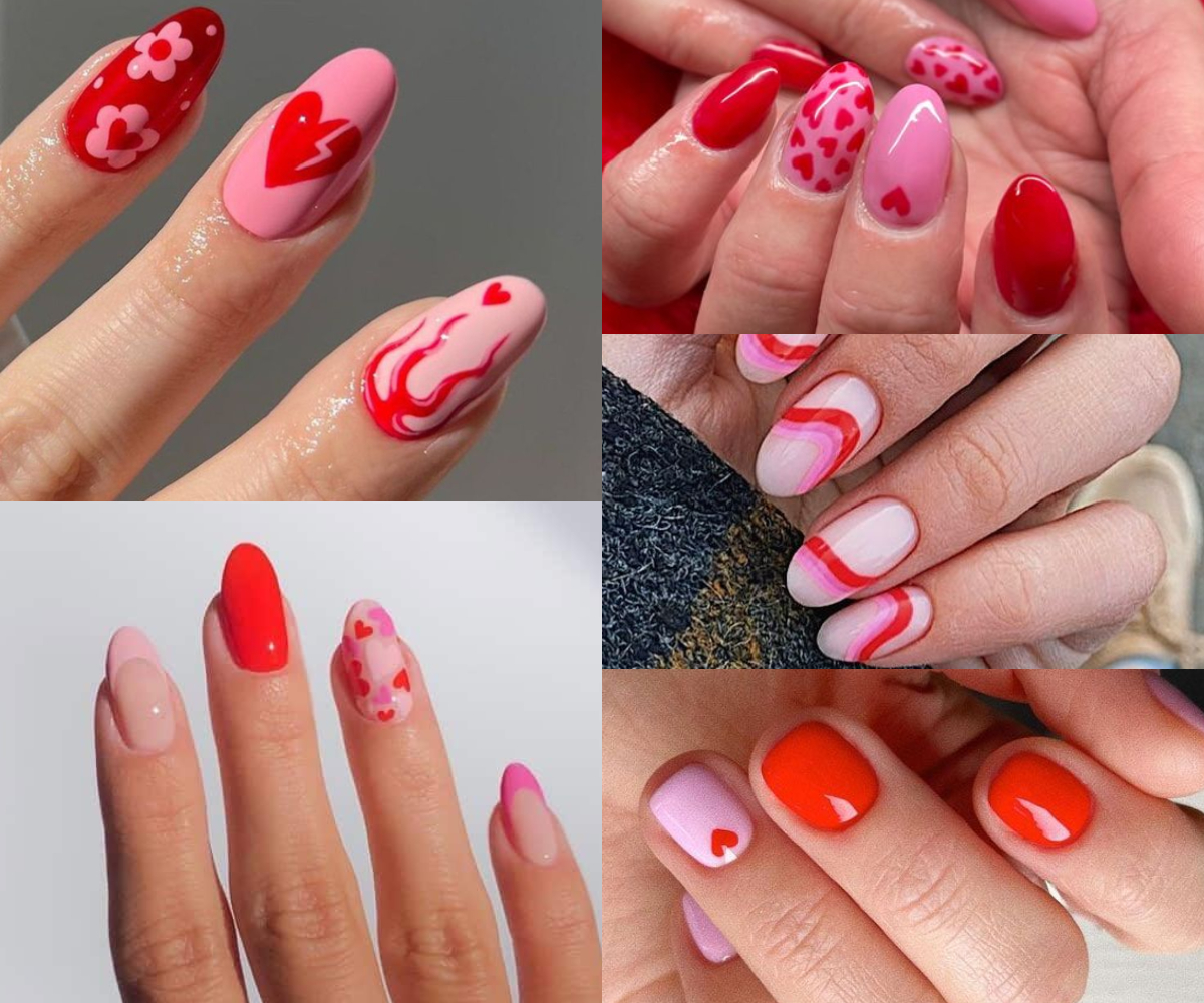 Uñas rojas con diseños 