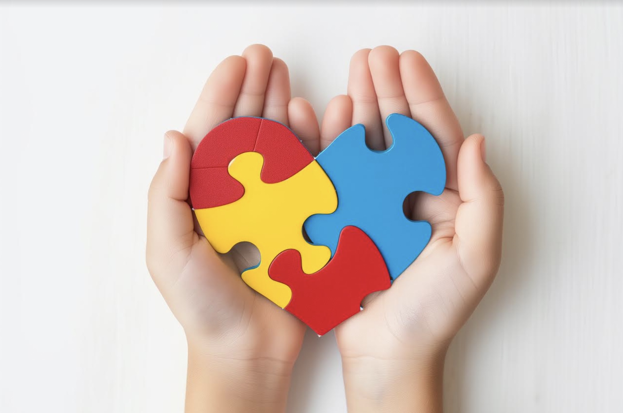 Corazón en las manos de una persona. Autismo