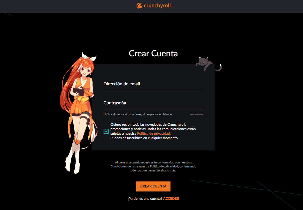 ¿Cómo crear una cuenta en Crunchyroll?