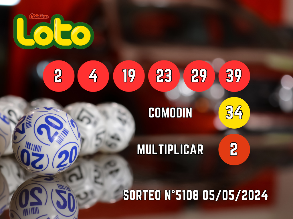 RESULTADOS LOTO, SORTEO 5108 - DOMINGO 5 DE MAYO 2024