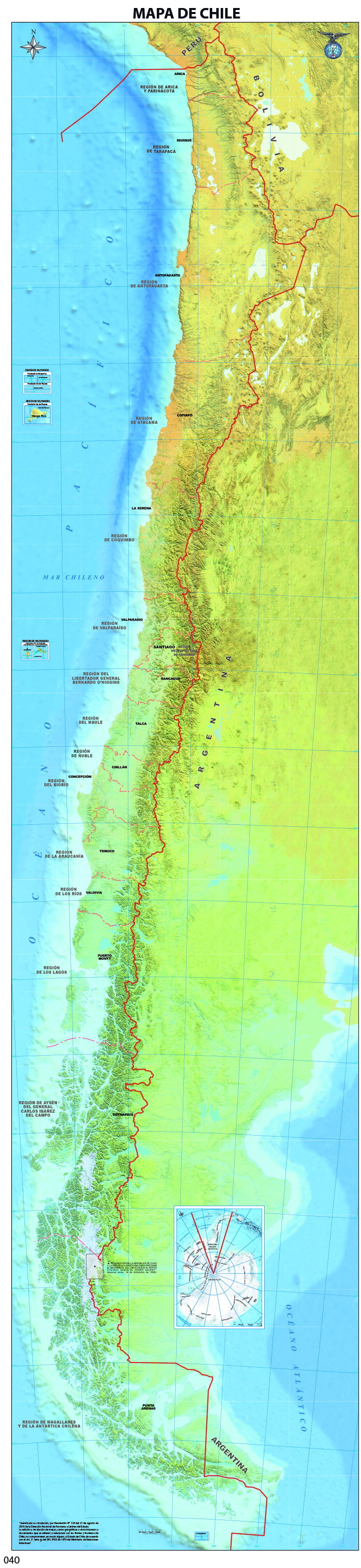 Mapa topográfico de Chile