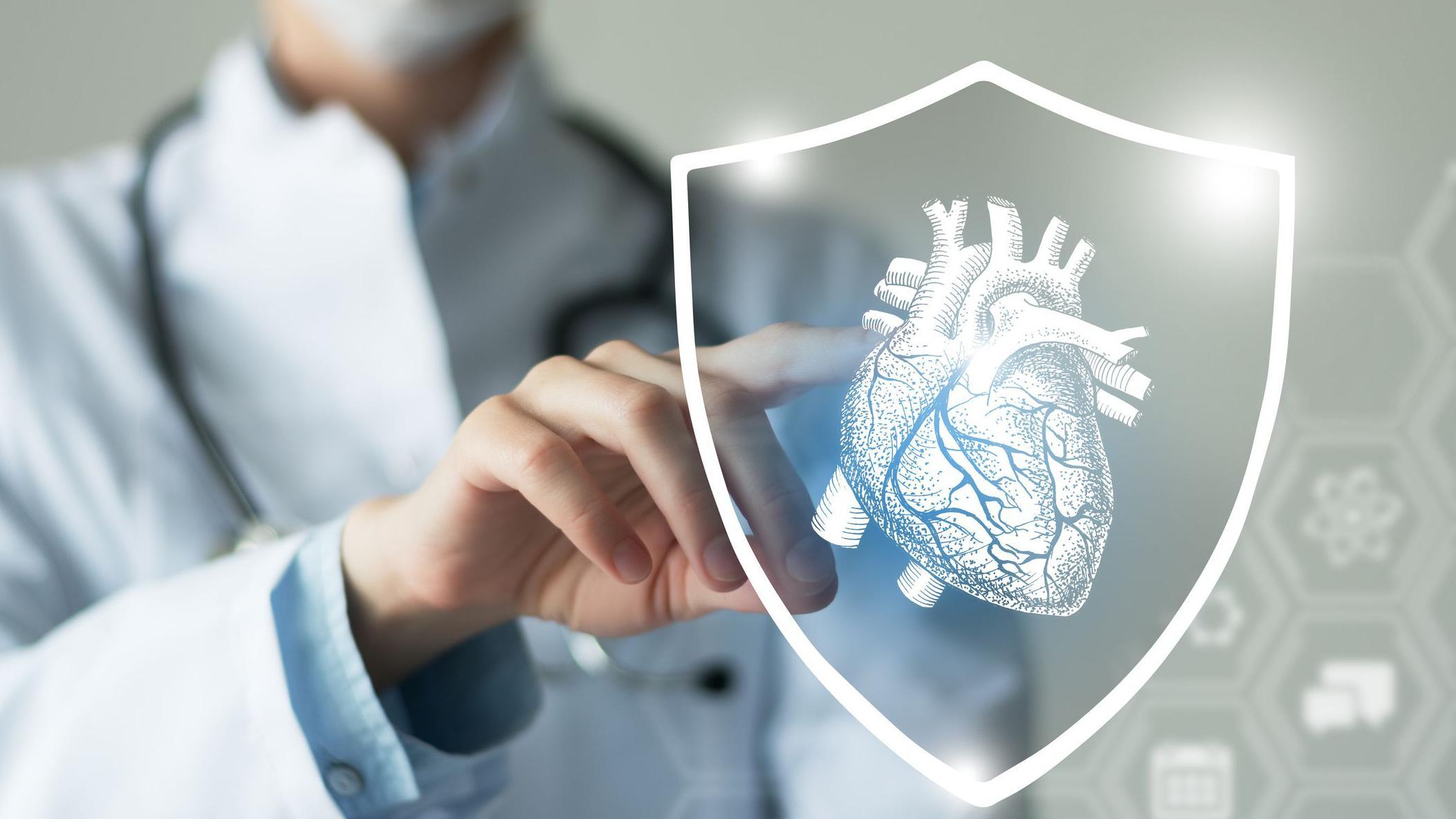 Médico con un gráfico del corazón