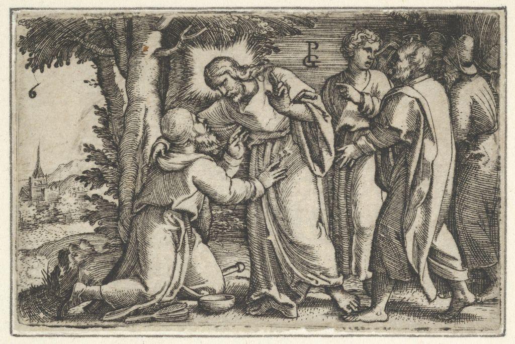 Cristo curando a un leproso en una ilustración