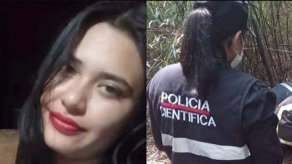Priscila Cecilia Díaz(izquierda), víctima de femicidio encontrada en argentina. A la derecha, aparece imágenes de la escena donde la Policía Científica de Misiones la encontró.