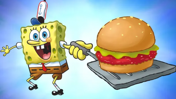 Bob esponja mirando cangreburger