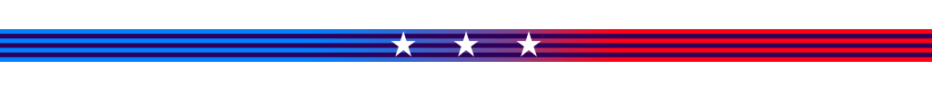 Banner con los colores de la bandera de Estados Unidos y tres estrellas en el centro.