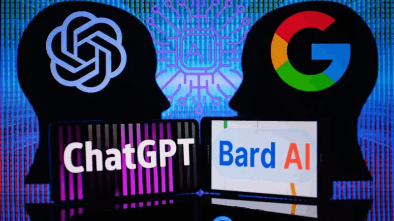 Logos de ChatGPT y el sistema de Google