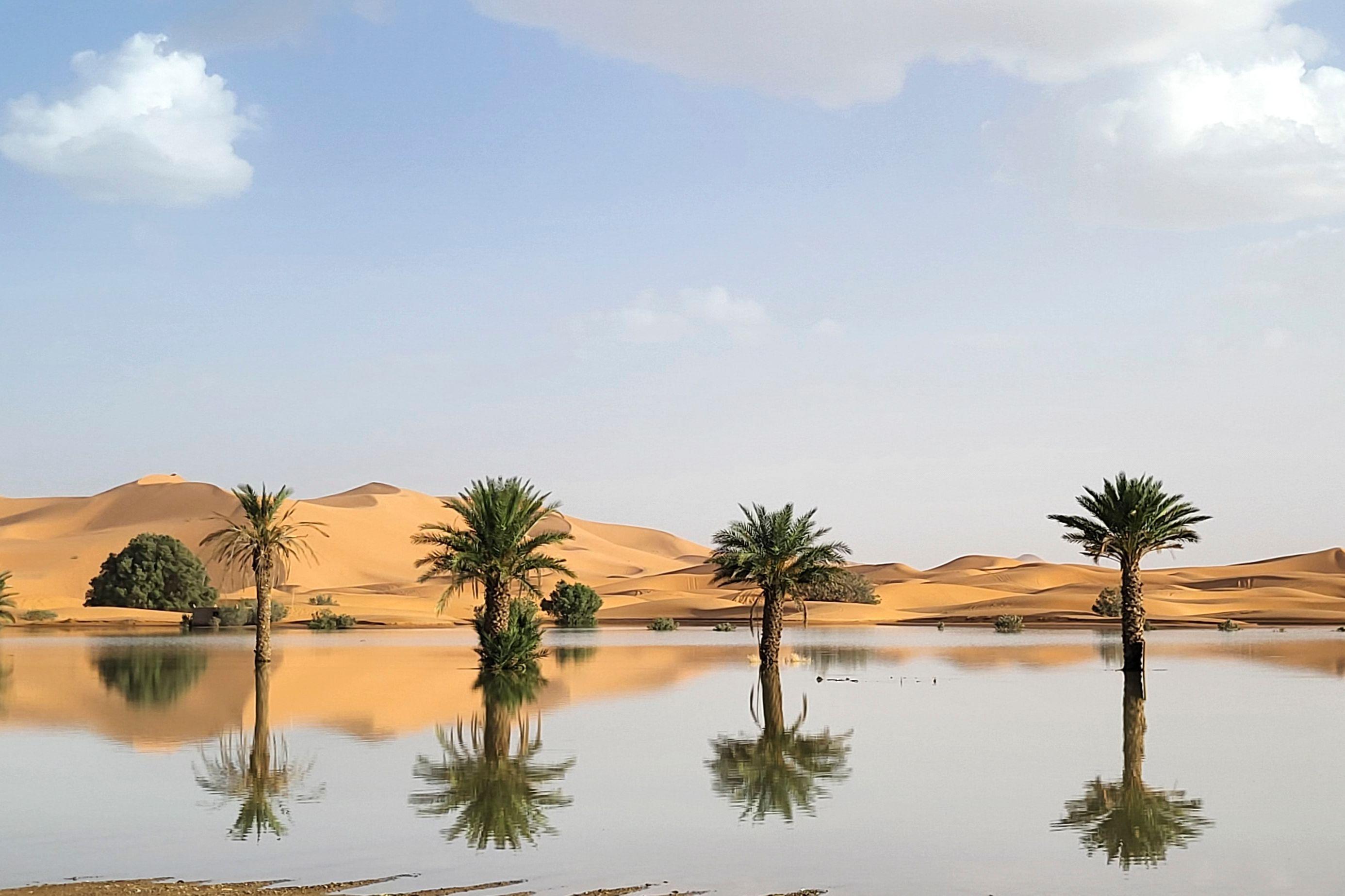 Acumulación de agua en el desierto de Sahara.