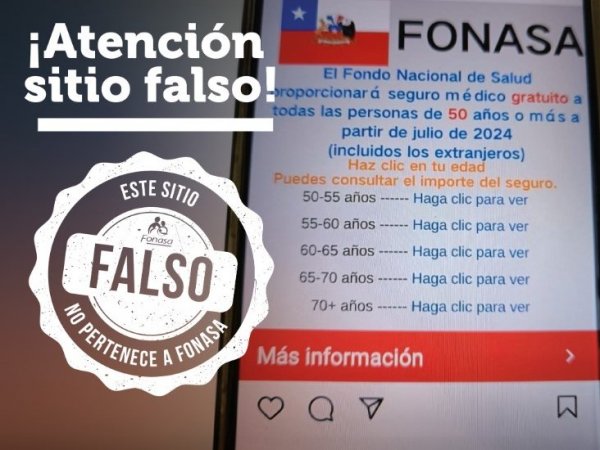 Sitio falso de Fonasa.