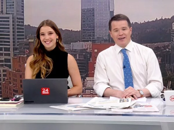Davor Gjuranovic y Agustina Álvarez en 24 Horas Tu Mañana.
