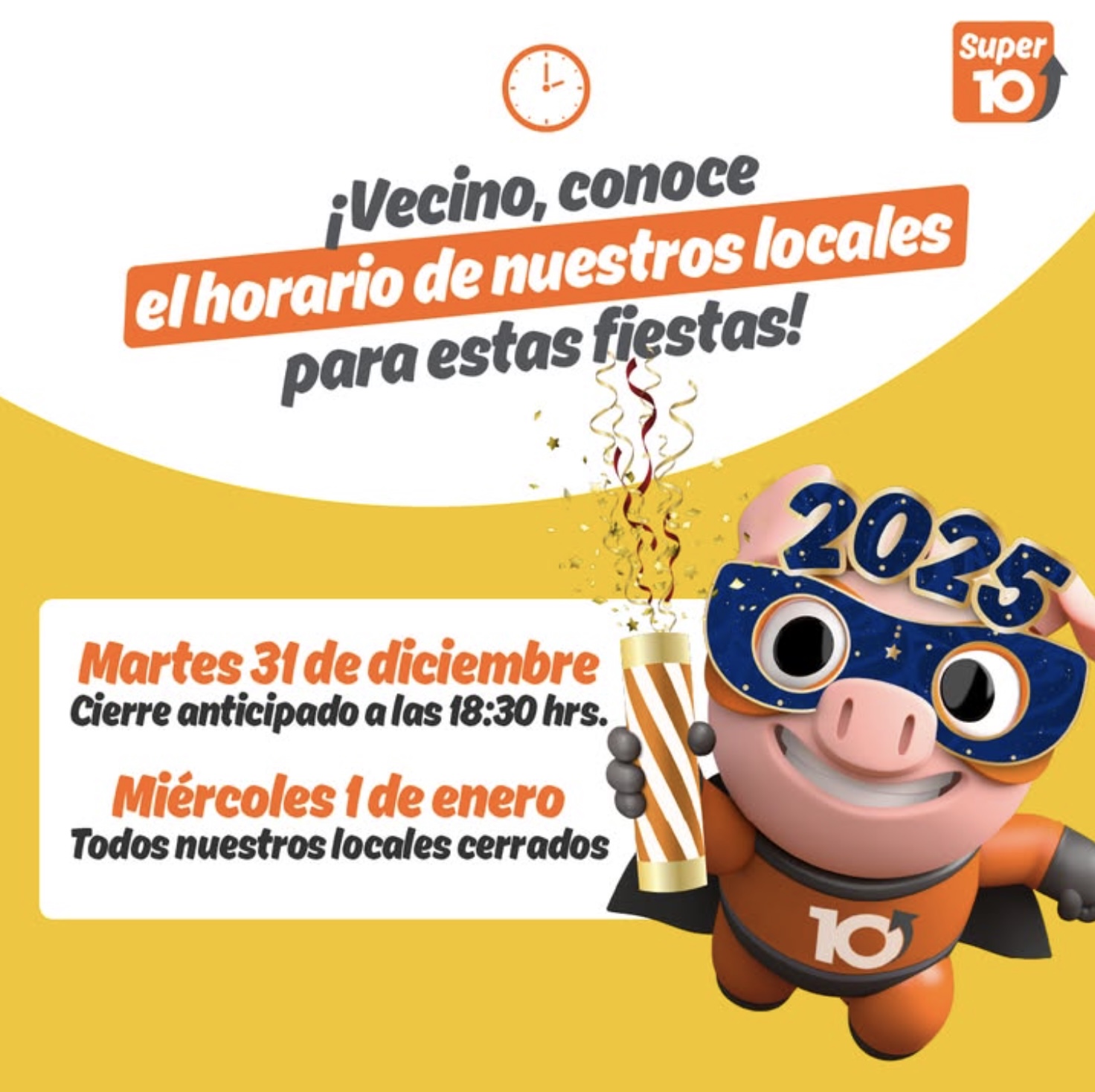 Horarios Super 10 Año Nuevo