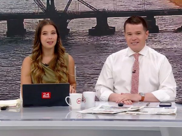 Davor Gjuranovic y Agustina Álvarez en 24 Horas Tu Mañana.