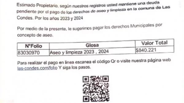 Carta de cobranza falsa