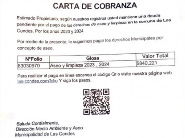 Carta de cobranza falsa