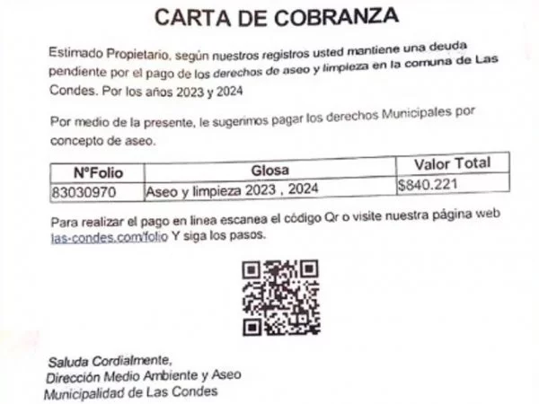 Carta de cobranza falsa
